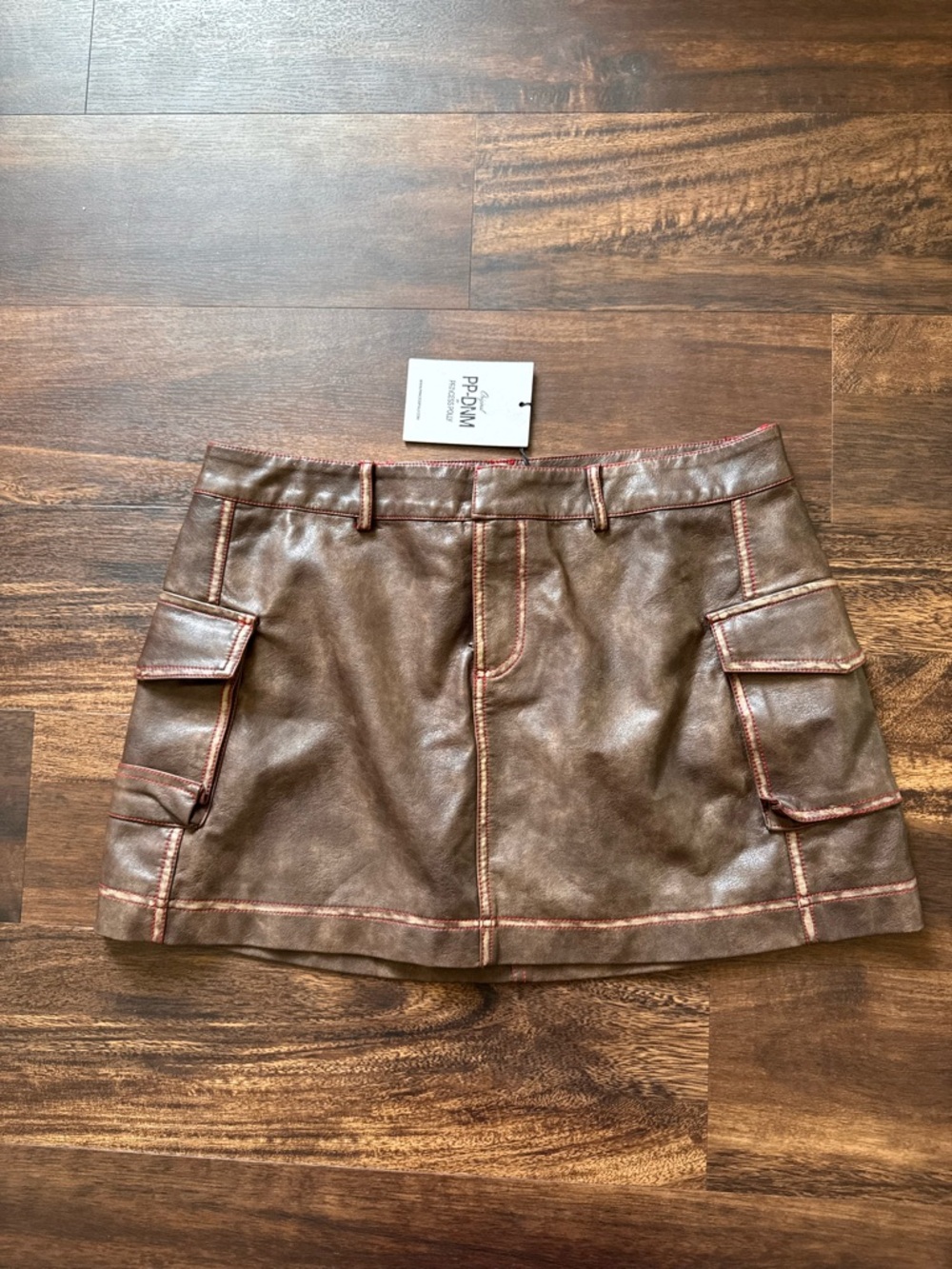 Princess Polly Brown Faux Leather Cargo Mini Skirt
